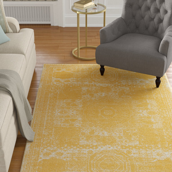 Living Room Navy And Mustard Rug imgsolo